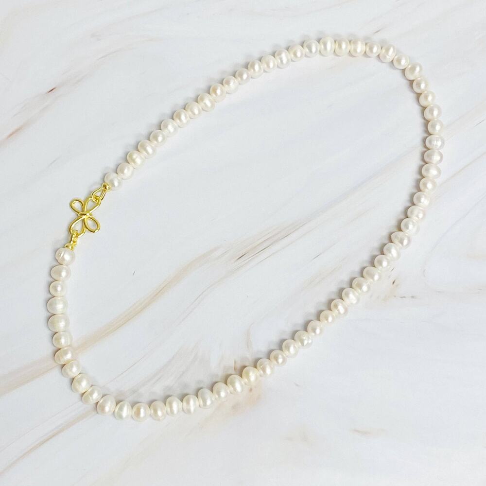 Ellison+Young Freshwater Pearl Necklace Clover Clasp